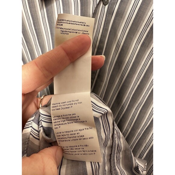 BOSS Hugo Boss Regular Fit Gray Striped Button Up Shirt Men’s Size Large - Picture 6 of 7